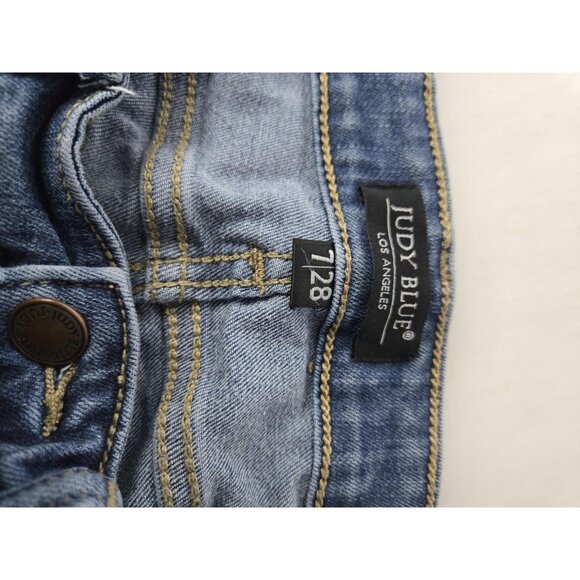 Judy Blue Jeans Womens 7 28 Blue Relaxed Fit Distressed Raw Hem Stretch Denim - Picture 6 of 13